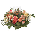 Arrangement de fleurs en soie en forme de candélabre avec des roses