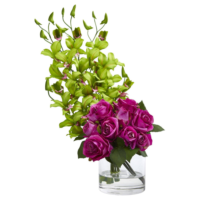 Rose & Dendrobium Orchid Artificial Arrangement