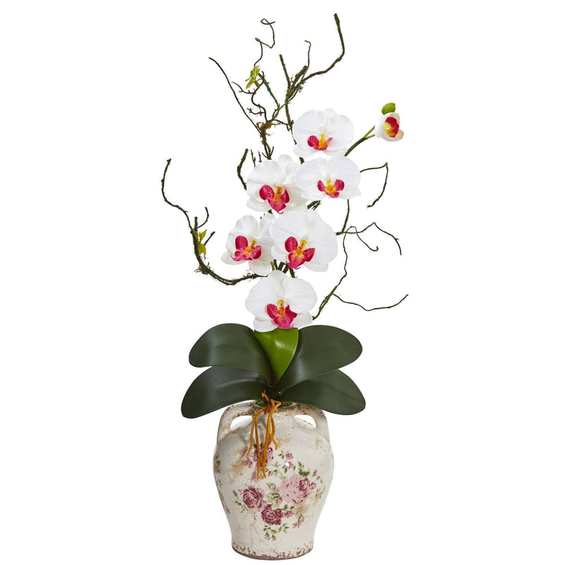 IGUOHAO Orchidées Fleurs Artificielles Orchidée Phalaenopsis Rose Plante  avec Pot en Céramique Décorations d'Orchidées Artificielles Fleurs  Artificielles Arrangements Artificiels Fleur ou Maison Orchidée Décor  Cuisine Fête 