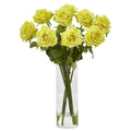 Arrangement artificiel de roses dans un vase cylindrique