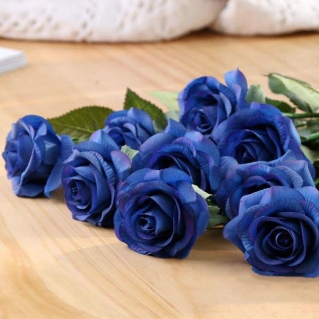 Rose artificielle bleu marine