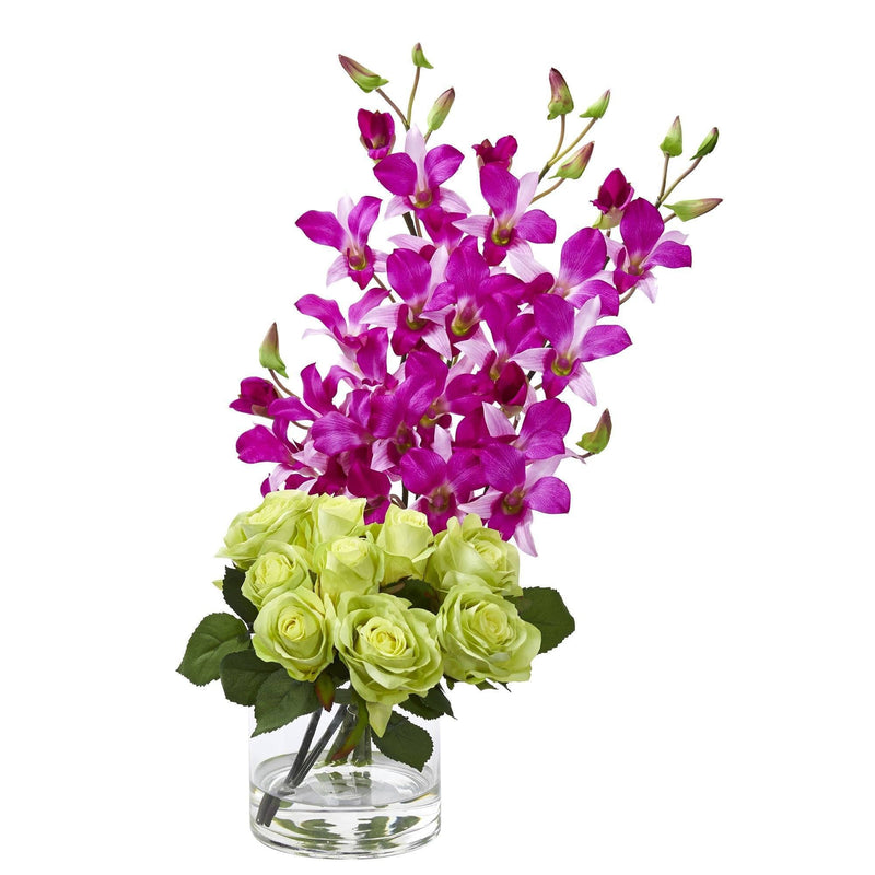 Roses artificielles et orchidées dendrobiums